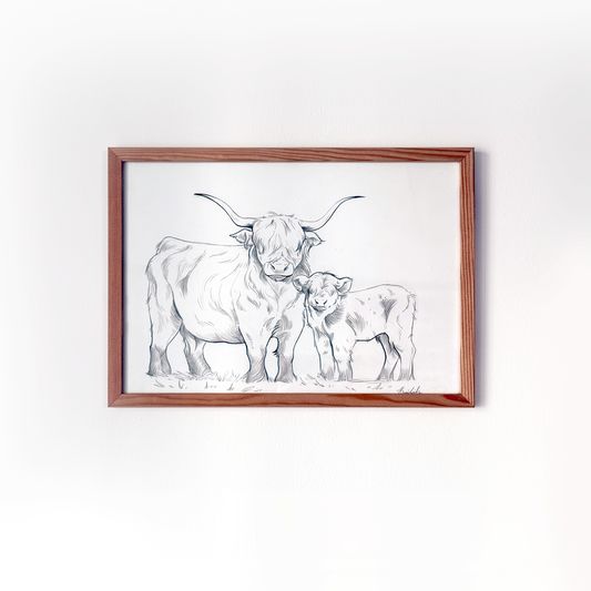 Highland Cow and Calf (A4)