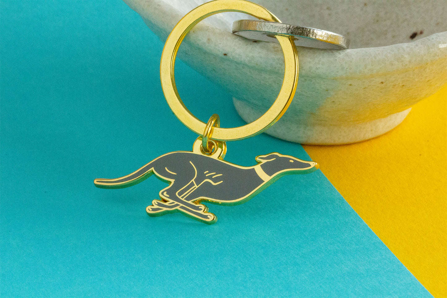 Greyhound Keychain - Blue