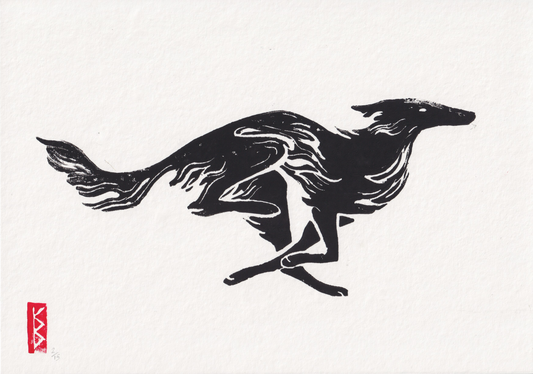 Silken Windhound (2026) - Linocut Limited Edition of 15