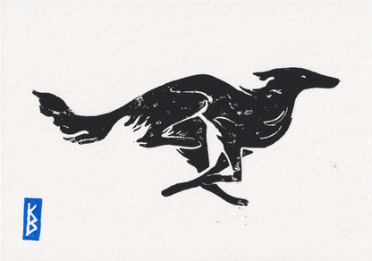 Silken Windhound (2026) - Linocut Test Prints
