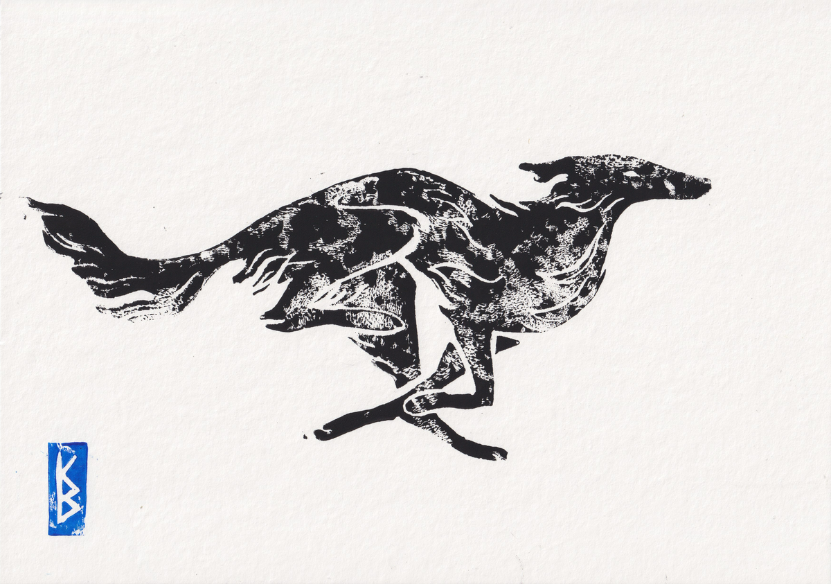 Silken Windhound (2026) - Linocut Test Prints