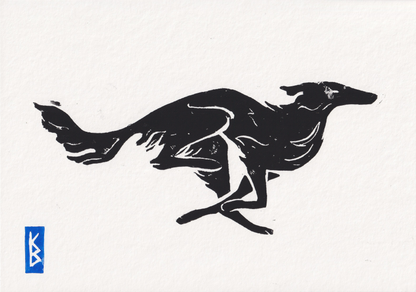 Silken Windhound (2026) - Linocut Test Prints