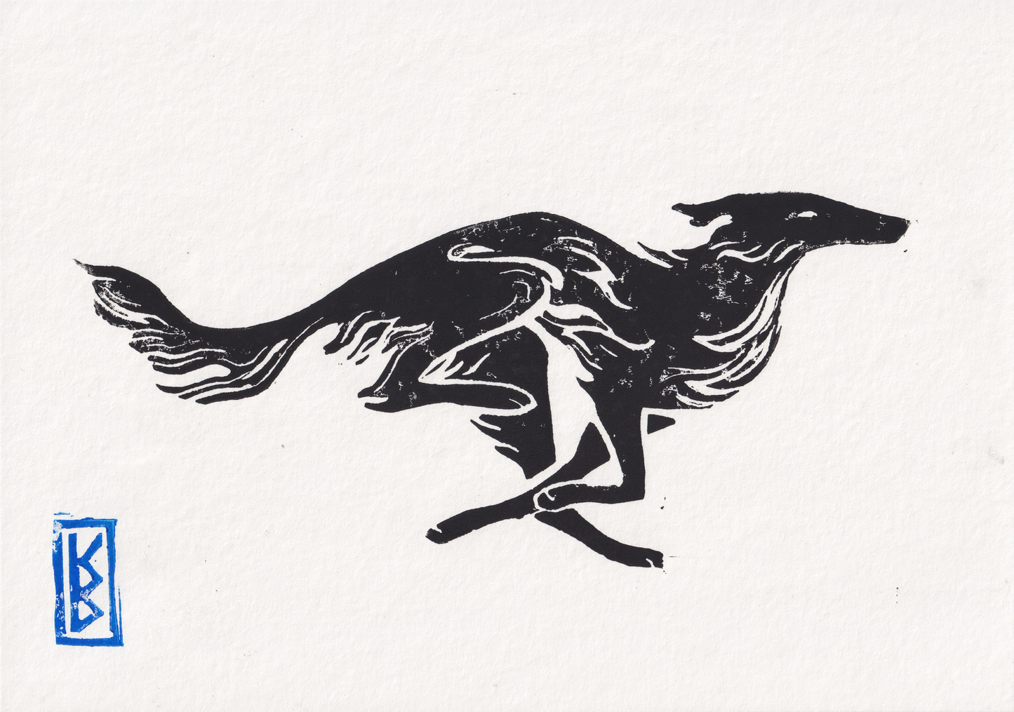 Silken Windhound (2026) - Linocut Test Prints