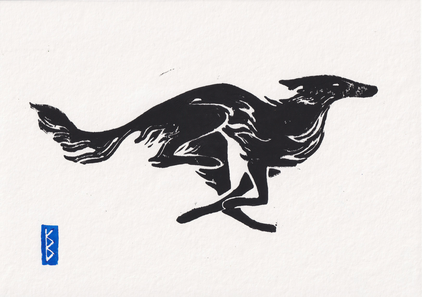 Silken Windhound (2026) - Linocut Test Prints
