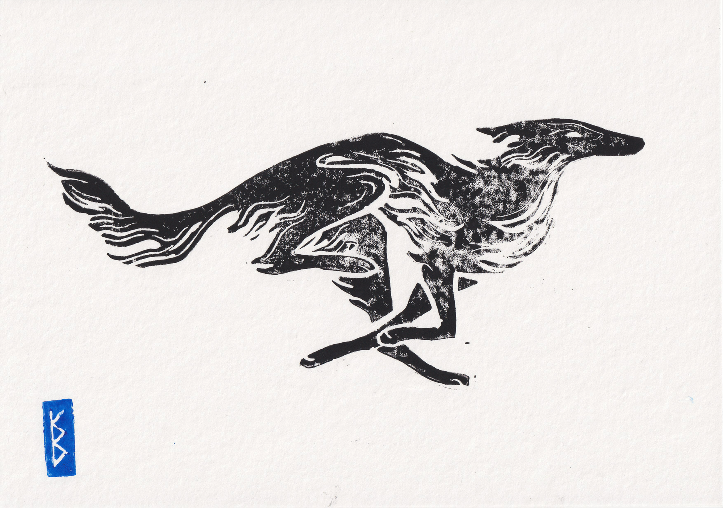 Silken Windhound (2026) - Linocut Test Prints