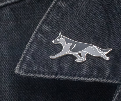 German Shepherd Dog Pin - Silver