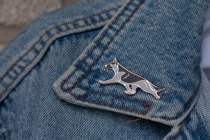 German Shepherd Dog Pin - Silver