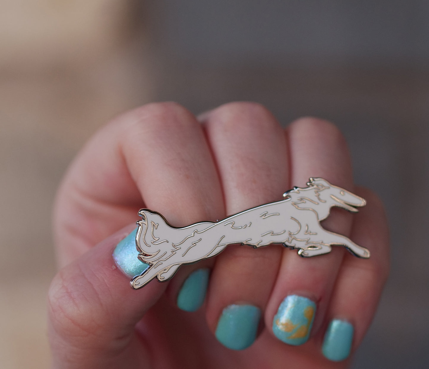 Borzoi Pin - White