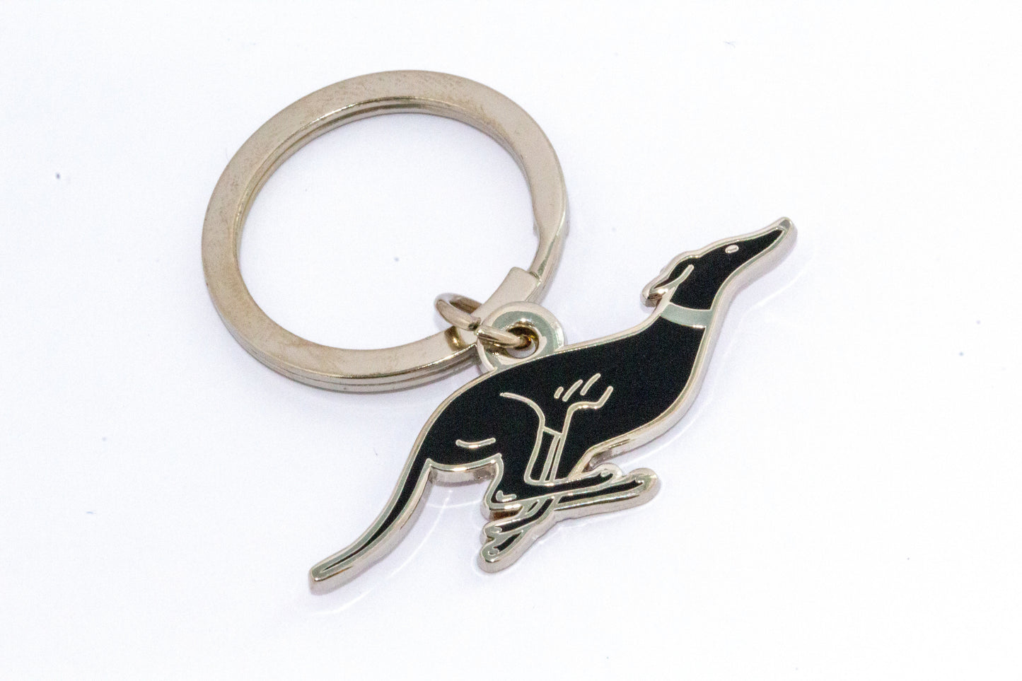 Greyhound Keychain - Black & Silver