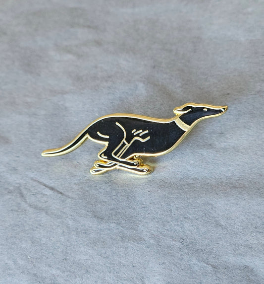 Greyhound Enamel Pin Badge (Black & Gold)