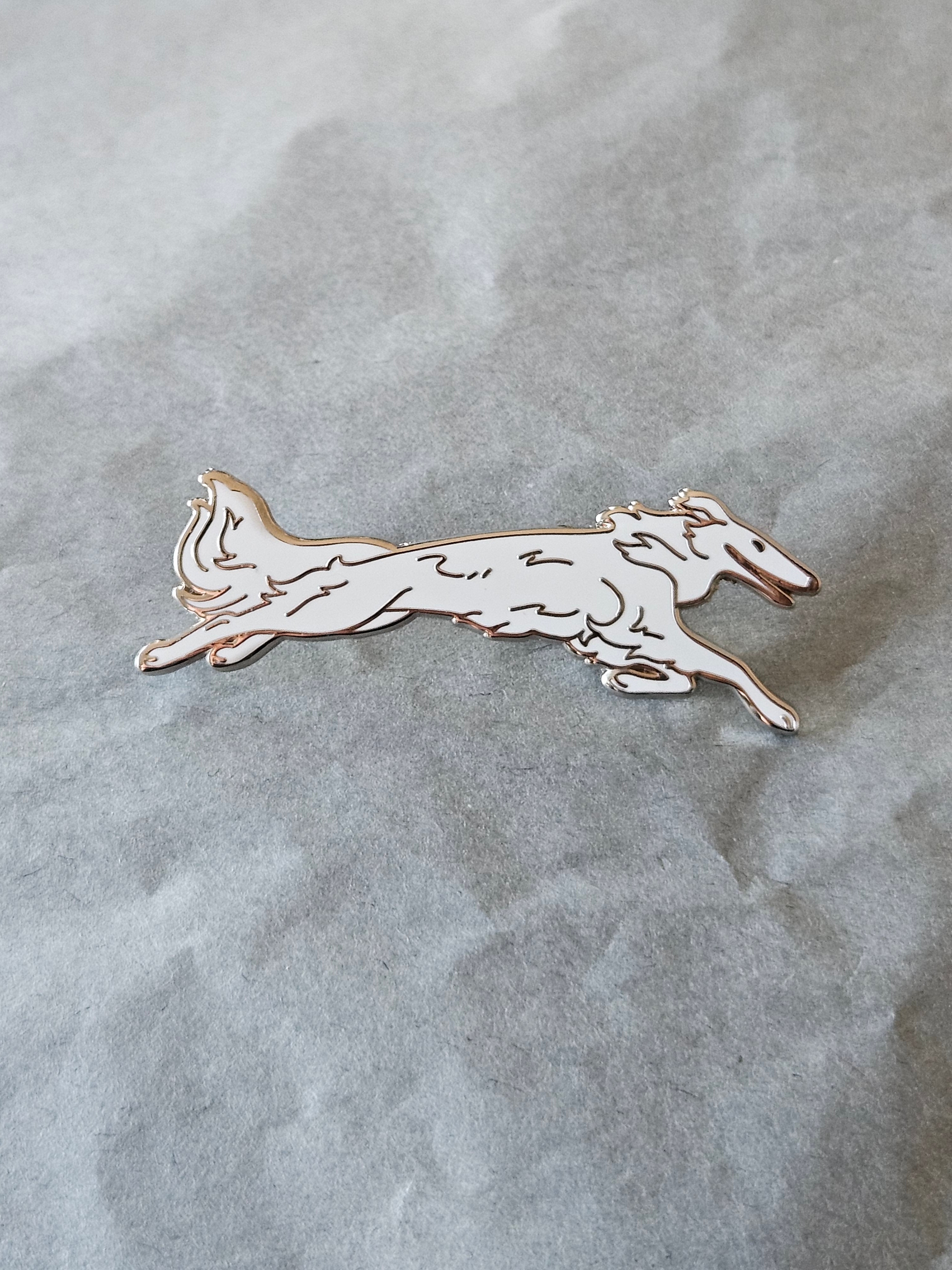 Borzoi Enamel Pin Badge (White & Silver) – Keilidh Bradley